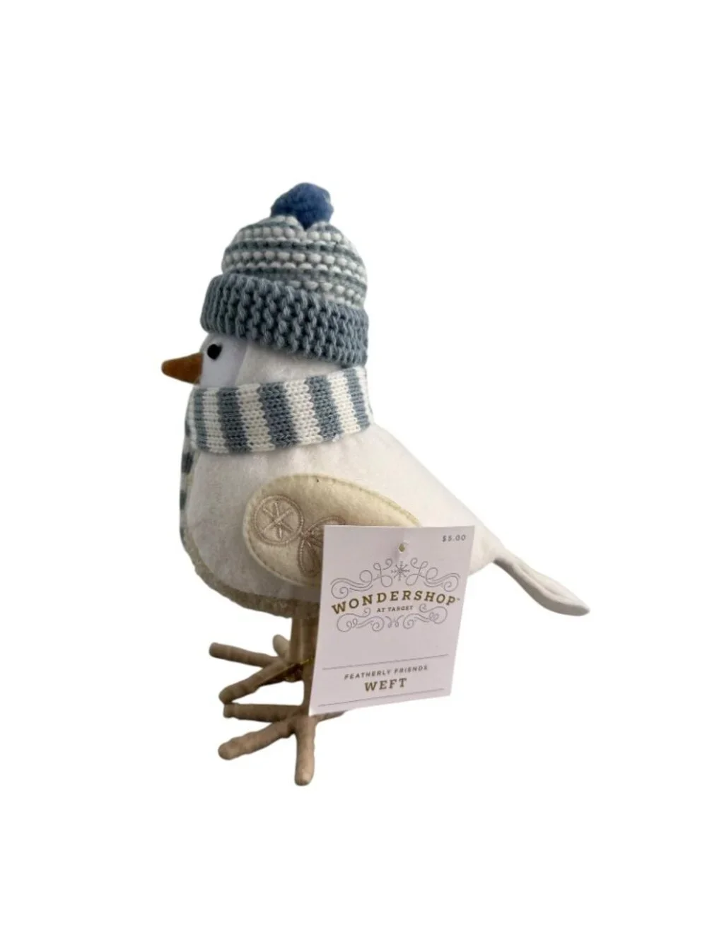 2022 Target Wondershop Winter Bird WEFT Featherly Friends Gray White Scarf NEW